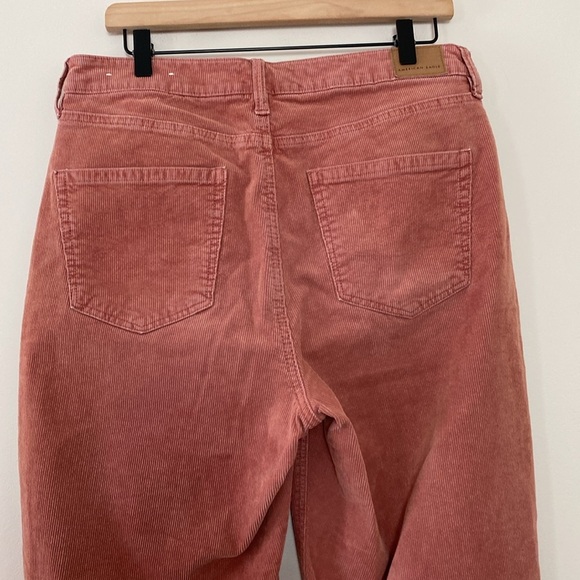 American Eagle Mom Straight Leg Pants Corduroy Super High Rise Mauve Size 12 - Picture 11 of 12